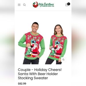 Holiday Cheers! Santa With Beer Holder Stocking Sweater Size 3x Worn once